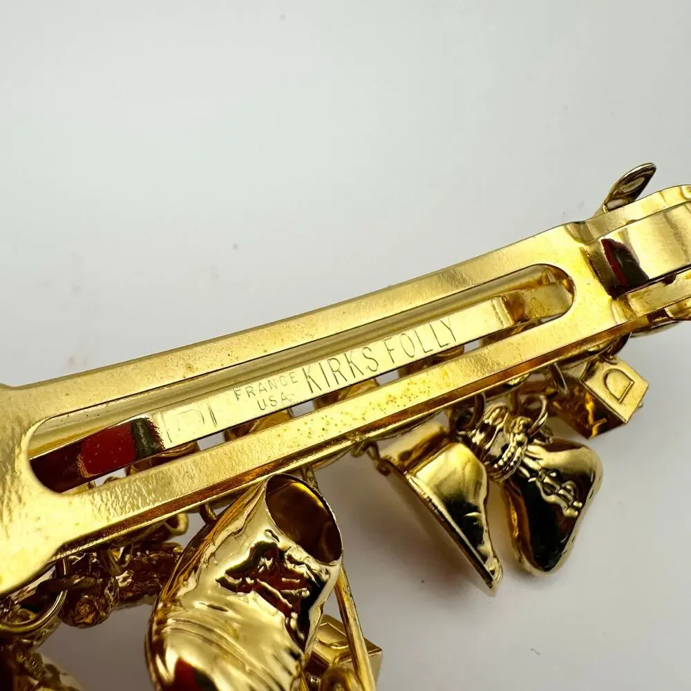 Kirks Folly France USA Gold Tone Fully Loaded Charm Barrette Million Dollar Baby